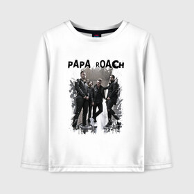 Детский лонгслив хлопок с принтом Papa roach в Белгороде, 100% хлопок | круглый вырез горловины, полуприлегающий силуэт, длина до линии бедер | Тематика изображения на принте: jacoby dakota shaddix | papa roach | альтернативный метал | альтернативный рок | джекоби шэддикс | джерри хортон | коби дик | ню метал | папа роч | рэп метал | тобин эсперанс | тони палермо | хард рок