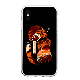 Чехол для iPhone XS Max матовый с принтом JAPAN FOX в Белгороде, Силикон | Область печати: задняя сторона чехла, без боковых панелей | fox | japan | orange | sakura | знаки | иероглифы | лиса | сакура | символы | фудзияма | япония