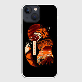 Чехол для iPhone 13 mini с принтом JAPAN FOX | ЯПОНСКАЯ ЛИСА в Белгороде,  |  | fox | japan | orange | sakura | знаки | иероглифы | лиса | сакура | символы | фудзияма | япония
