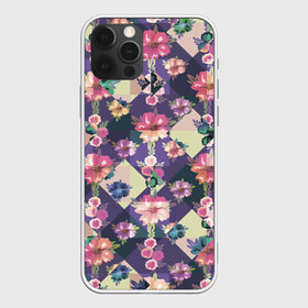 Чехол для iPhone 12 Pro Max с принтом Цветочный пазл в Белгороде, Силикон |  | бутон бутоны | геометрия | лист | листья | пазл | природа | ромб | ромбы | узор | узоры | цветок | цветы