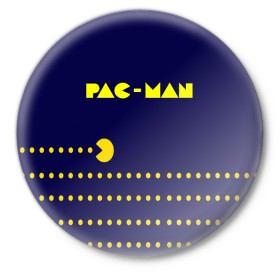 Значок с принтом PAC-MAN в Белгороде,  металл | круглая форма, металлическая застежка в виде булавки | 1980 | game | ghostbusters | pac man | игра | монстры | охотники за привидениями | пэкмен | уровень | ход