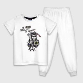 Детская пижама хлопок с принтом Дитя Нирваны и Сын Анархии white в Белгороде, 100% хлопок |  брюки и футболка прямого кроя, без карманов, на брюках мягкая резинка на поясе и по низу штанин
 | 