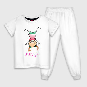 Детская пижама хлопок с принтом Crazy girl в Белгороде, 100% хлопок |  брюки и футболка прямого кроя, без карманов, на брюках мягкая резинка на поясе и по низу штанин
 | crazy | веселая | девочка | девчонка | детский | дочка | жизнерадостная | забавная | любимая | перевернутая | подруга | рисунок | сумасшедшая | энергичная