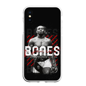 Чехол для iPhone XS Max матовый с принтом Bones Jones в Белгороде, Силикон | Область печати: задняя сторона чехла, без боковых панелей | bones jones | jon bones jones | jon jones | jonny bones | jonnybones | mma | ssru | ufc | джон джонс | мма