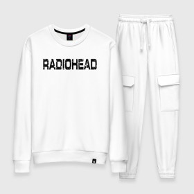 Женский костюм хлопок с принтом Radiohead в Белгороде, 100% хлопок | на свитшоте круглая горловина, мягкая резинка по низу. Брюки заужены к низу, на них два вида карманов: два 