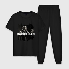 Мужская пижама хлопок с принтом Radiohead в Белгороде, 100% хлопок | брюки и футболка прямого кроя, без карманов, на брюках мягкая резинка на поясе и по низу штанин
 | radiohead | thomas edward yorke | альтернативный рок | арт рок | джонни гринвуд | инди рок | колин гринвуд | том йорк | фил селуэй | эд о’брайен | экспериментальный рок | электронная музыка