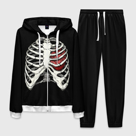 Мужской костюм 3D с принтом My Heart в Белгороде, 100% полиэстер | Манжеты и пояс оформлены тканевой резинкой, двухслойный капюшон со шнурком для регулировки, карманы спереди | Тематика изображения на принте: bone | bones | chest | heart | hearts | love | organ | organs | ribs | skeleton | x ray | грудная клетка | кости | кость | орган | органы | ребра | рентген | сердца | сердце | скелет