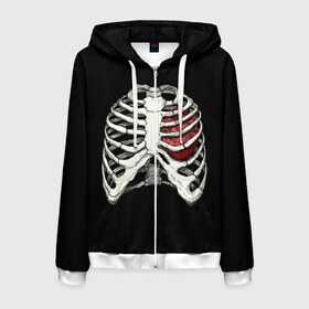 Мужская толстовка 3D на молнии с принтом My Heart в Белгороде, 100% полиэстер | длина до линии бедра, манжеты и пояс оформлены мягкой тканевой резинкой, двухслойный капюшон со шнурком для регулировки, спереди молния, по бокам два кармана | bone | bones | chest | heart | hearts | love | organ | organs | ribs | skeleton | x ray | грудная клетка | кости | кость | орган | органы | ребра | рентген | сердца | сердце | скелет