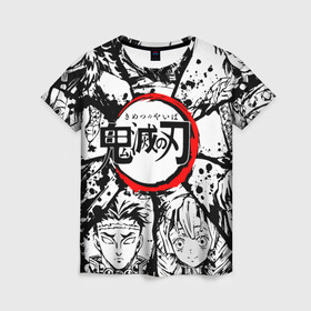 Женская футболка 3D с принтом KIMETSU NO YAIBA в Белгороде, 100% полиэфир ( синтетическое хлопкоподобное полотно) | прямой крой, круглый вырез горловины, длина до линии бедер | demon slayer | kimetsu no yaiba | nezuko | shinobu | slayer | tanjiro | zenitsu | гию томиока | зенитцу | иноске хашибира | клинок рассекающий демонов | незуко | танджиро | шинобу кочо