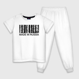 Детская пижама хлопок с принтом Made in Russia в Белгороде, 100% хлопок |  брюки и футболка прямого кроя, без карманов, на брюках мягкая резинка на поясе и по низу штанин
 | barcode | country | forest | russia | береза | лес | родина | россия | страна | штрихкод