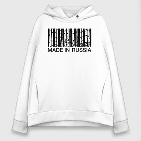 Женское худи Oversize хлопок с принтом Made in Russia в Белгороде, френч-терри — 70% хлопок, 30% полиэстер. Мягкий теплый начес внутри —100% хлопок | боковые карманы, эластичные манжеты и нижняя кромка, капюшон на магнитной кнопке | barcode | country | forest | russia | береза | лес | родина | россия | страна | штрихкод