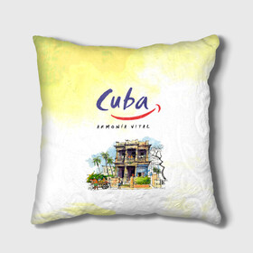 Подушка 3D с принтом Куба в Белгороде, наволочка – 100% полиэстер, наполнитель – холлофайбер (легкий наполнитель, не вызывает аллергию). | состоит из подушки и наволочки. Наволочка на молнии, легко снимается для стирки | cuba | карибы | куба | лето | пальмы | путешествия | солнце | туризм