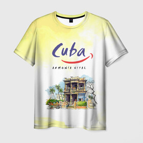 Мужская футболка 3D с принтом Куба в Белгороде, 100% полиэфир | прямой крой, круглый вырез горловины, длина до линии бедер | cuba | карибы | куба | лето | пальмы | путешествия | солнце | туризм