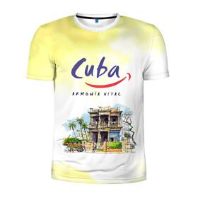 Мужская футболка 3D спортивная с принтом Куба в Белгороде, 100% полиэстер с улучшенными характеристиками | приталенный силуэт, круглая горловина, широкие плечи, сужается к линии бедра | cuba | карибы | куба | лето | пальмы | путешествия | солнце | туризм