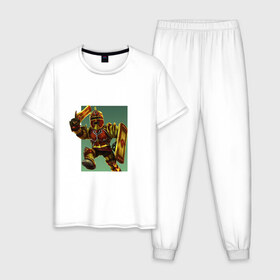 Мужская пижама хлопок с принтом Roblox 3d в Белгороде, 100% хлопок | брюки и футболка прямого кроя, без карманов, на брюках мягкая резинка на поясе и по низу штанин
 | Тематика изображения на принте: 3d | roblox | иллюзия | роблокс | рыцарь с мечом