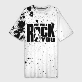 Платье-футболка 3D с принтом Queen   We Will Rock You в Белгороде,  |  | freddie mercury | paul | queen | quen | богемская рапсодия | брайан мэй | глэм | группа | джон дикон | квин | королева | куин | меркури | меркьюри | музыкант | мэркури | певец | песня | поп | роджер тейлор | рок