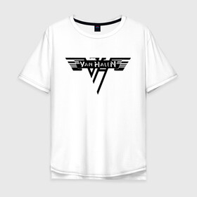 Мужская футболка хлопок Oversize с принтом Van Halen Logo Ван Хален (Z) в Белгороде, 100% хлопок | свободный крой, круглый ворот, “спинка” длиннее передней части | Тематика изображения на принте: lee roth | van halen | vh | алекс ван хален | вольфганг ван хален | глэм метал | дэвид ли рот | хард рок | хеви метал | эдди ван хален