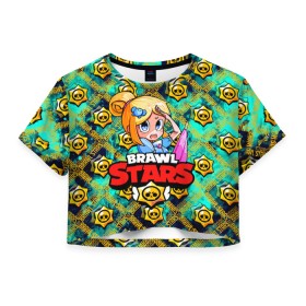 Женская футболка Crop-top 3D с принтом PIPER BRAWL STARS в Белгороде, 100% полиэстер | круглая горловина, длина футболки до линии талии, рукава с отворотами | brawl | brawl stars | brawl stars spike | brawl stars спайк | piper | stars | бравл | бравл старс | бравл старс пай | бравл старс спайк | игры | лого | лого brawl stars | лого бравл старс | логотип | логотип brawl stars | логотип бравл ста