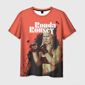 Мужская футболка 3D с принтом Ronda Rousey в Белгороде, 100% полиэфир | прямой крой, круглый вырез горловины, длина до линии бедер | mma | ronda rousey | rowdy | ufc | мма | ронда роузи