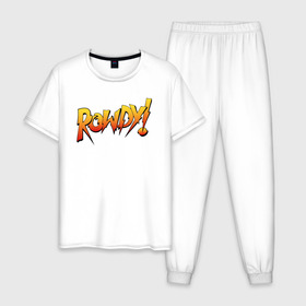 Мужская пижама хлопок с принтом Rowdy в Белгороде, 100% хлопок | брюки и футболка прямого кроя, без карманов, на брюках мягкая резинка на поясе и по низу штанин
 | ronda rousey | rowdy | ронда роузи