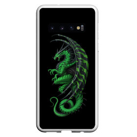 Чехол для Samsung Galaxy S10 с принтом Green Dragon в Белгороде, Силикон | Область печати: задняя сторона чехла, без боковых панелей | beast | dinosaur | dragon | fire | hunter | ice | monster | predator | reptile | динозавр | дракон | зверь | лед | ледяной | монстр | огненный | огонь | охотник | хищник