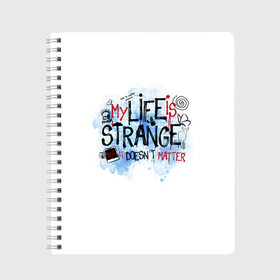 Тетрадь с принтом LIFE IS STRANGE в Белгороде, 100% бумага | 48 листов, плотность листов — 60 г/м2, плотность картонной обложки — 250 г/м2. Листы скреплены сбоку удобной пружинной спиралью. Уголки страниц и обложки скругленные. Цвет линий — светло-серый
 | Тематика изображения на принте: chloe | life is strange | life is strange 2 | max | игра | лайф ис стрэндж | макс | надпись | хлоя