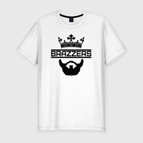 Мужская футболка хлопок Slim с принтом Brazzers в Белгороде, 92% хлопок, 8% лайкра | приталенный силуэт, круглый вырез ворота, длина до линии бедра, короткий рукав | brazzers | milf | ананизм | ананист | бразерс | браззерс | милф | сайт
