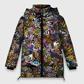 Женская зимняя куртка 3D с принтом FNaF стикербомбинг в Белгороде, верх — 100% полиэстер; подкладка — 100% полиэстер; утеплитель — 100% полиэстер | длина ниже бедра, силуэт Оверсайз. Есть воротник-стойка, отстегивающийся капюшон и ветрозащитная планка. 

Боковые карманы с листочкой на кнопках и внутренний карман на молнии | doodling | pattern | textures | tiles | дудлинг | игра. stickerbombing | коллаж | лица
голова | монстры | паттерны | паттрен | персонажи | пять ночей у фредди | тайлы | текстуры | фнаф | фон