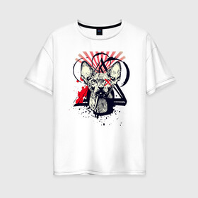 Женская футболка хлопок Oversize с принтом Грозовой кошак (сфинкс) в Белгороде, 100% хлопок | свободный крой, круглый ворот, спущенный рукав, длина до линии бедер
 | арт | графика | кот | котиков | сфинкс