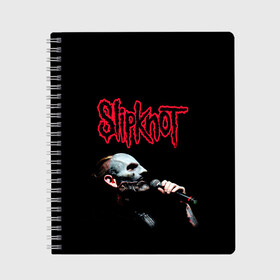 Тетрадь с принтом SLIPKNOT COREY в Белгороде, 100% бумага | 48 листов, плотность листов — 60 г/м2, плотность картонной обложки — 250 г/м2. Листы скреплены сбоку удобной пружинной спиралью. Уголки страниц и обложки скругленные. Цвет линий — светло-серый
 | Тематика изображения на принте: corey | metal | music | rock | taylor | кори тэйлор | музыка | рок | слипнот