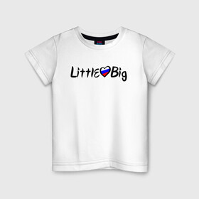 Детская футболка хлопок с принтом Little Big в Белгороде, 100% хлопок | круглый вырез горловины, полуприлегающий силуэт, длина до линии бедер | 20 | 2020 | big | eurovision | hooligans | little | music | rus | russian | биг | бузова | евровидение | ильич | литл | музыка | россия | флаг | шрифт