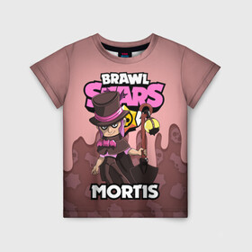 Детская футболка 3D с принтом BRAWL STARS MORTIS в Белгороде, 100% гипоаллергенный полиэфир | прямой крой, круглый вырез горловины, длина до линии бедер, чуть спущенное плечо, ткань немного тянется | brawl stars | brawl stars mortis | brawler | mortis | бравл старз | бравлер | мортис