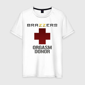 Мужская футболка хлопок с принтом Brazzers orgasm donor в Белгороде, 100% хлопок | прямой крой, круглый вырез горловины, длина до линии бедер, слегка спущенное плечо. | brazzers | milf | ананизм | бразерс | браззерс | братья | донор | звезда | милф | мо | надпись | прик