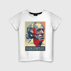 Детская футболка хлопок с принтом Чарльз Буковски в Белгороде, 100% хлопок | круглый вырез горловины, полуприлегающий силуэт, длина до линии бедер | bukowski | бук | буковски | писатель | поэт | чарльзбуковски