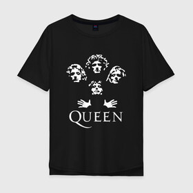 Мужская футболка хлопок Oversize с принтом QUEEN (НА СПИНЕ) в Белгороде, 100% хлопок | свободный крой, круглый ворот, “спинка” длиннее передней части | queen | rock | we will rock you | брайан мэи | группа queen | группа квин | джон дикон | квин | королева | король | роджер тейлор | рок | фредди меркьюри