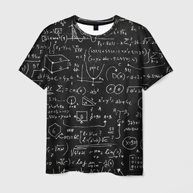 Мужская футболка 3D с принтом Математические формулы в Белгороде, 100% полиэфир | прямой крой, круглый вырез горловины, длина до линии бедер | formula | math | school | алгебра | математика | матеша | предметы | теорема | универ | физика | формула | школа