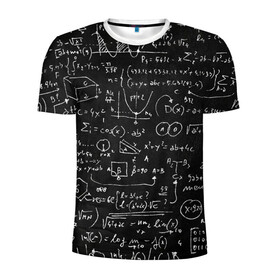 Мужская футболка 3D спортивная с принтом Математические формулы в Белгороде, 100% полиэстер с улучшенными характеристиками | приталенный силуэт, круглая горловина, широкие плечи, сужается к линии бедра | Тематика изображения на принте: formula | math | school | алгебра | математика | матеша | предметы | теорема | универ | физика | формула | школа