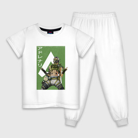 Детская пижама хлопок с принтом Apex Legends Октейн в Белгороде, 100% хлопок |  брюки и футболка прямого кроя, без карманов, на брюках мягкая резинка на поясе и по низу штанин
 | Тематика изображения на принте: apex | apex legends | octane | апекс легенд | октейн | персонаж | японский стиль