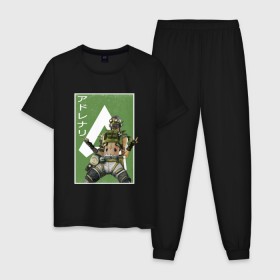 Мужская пижама хлопок с принтом Apex Legends Октейн в Белгороде, 100% хлопок | брюки и футболка прямого кроя, без карманов, на брюках мягкая резинка на поясе и по низу штанин
 | apex | apex legends | octane | апекс легенд | октейн | персонаж | японский стиль