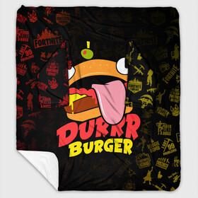 Плед с рукавами с принтом Fortnite Durrr Burger в Белгороде, 100% полиэстер | Закругленные углы, все края обработаны. Ткань не мнется и не растягивается. Размер 170*145 | Тематика изображения на принте: chapter 2 | durr burger | fortnite | fortnite durrr burger | бургер | игры | фортнайт