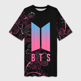 Платье-футболка 3D с принтом BTS в Белгороде,  |  | bts | j pop | k pop | korea | music | nct | pop | pop idols | айдолы | бтс | идолы | к поп | корейская музыка | корея | нст | поп | попса | цветы