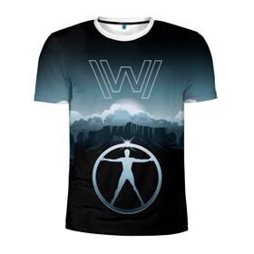 Мужская футболка 3D спортивная с принтом Westworld Landscape в Белгороде, 100% полиэстер с улучшенными характеристиками | приталенный силуэт, круглая горловина, широкие плечи, сужается к линии бедра | vdosadir | westworld | джонатан нолан | западный мир | лиза джой | мир дикого запада | пейзаж