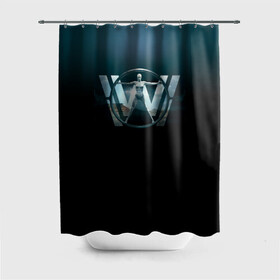 Штора 3D для ванной с принтом Westworld Logo в Белгороде, 100% полиэстер | плотность материала — 100 г/м2. Стандартный размер — 146 см х 180 см. По верхнему краю — пластиковые люверсы для креплений. В комплекте 10 пластиковых колец | vdosadir | westworld | джонатан нолан | западный мир | лиза джой | мир дикого запада