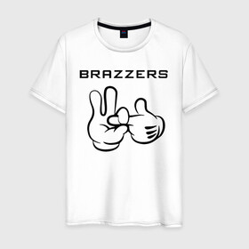 Мужская футболка хлопок с принтом Brazzers в Белгороде, 100% хлопок | прямой крой, круглый вырез горловины, длина до линии бедер, слегка спущенное плечо. | brazzers | анани | бразерс | браззерс | братья | звезда | надпись | прикол | проно хуб | сайт | 