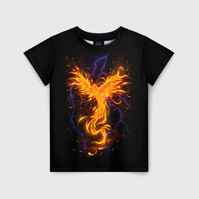 Детская футболка 3D с принтом Phoenix в Белгороде, 100% гипоаллергенный полиэфир | прямой крой, круглый вырез горловины, длина до линии бедер, чуть спущенное плечо, ткань немного тянется | beast | bird | creature | fire | flame | myth | mythical | phoenix | space | зверь | космос | миф | мифические | мифическое | огонь | пламя | птица | существо | феникс