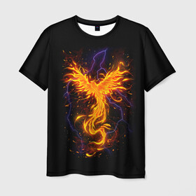 Мужская футболка 3D с принтом Phoenix в Белгороде, 100% полиэфир | прямой крой, круглый вырез горловины, длина до линии бедер | beast | bird | creature | fire | flame | myth | mythical | phoenix | space | зверь | космос | миф | мифические | мифическое | огонь | пламя | птица | существо | феникс