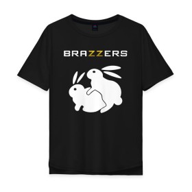 Мужская футболка хлопок Oversize с принтом Brazzers в Белгороде, 100% хлопок | свободный крой, круглый ворот, “спинка” длиннее передней части | brazzers | а | бразерс | браззерс | братья | зайцы | звезда | кролики | надпись | прикол | проно хуб | сайт | 