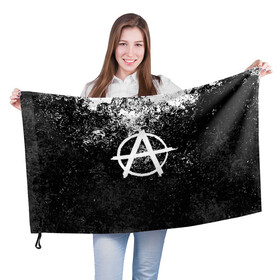 Флаг 3D с принтом АНАРХИЯ в Белгороде, 100% полиэстер | плотность ткани — 95 г/м2, размер — 67 х 109 см. Принт наносится с одной стороны | anarchy | анархия | анархо коммунизм | граффити | символ | стена | череп