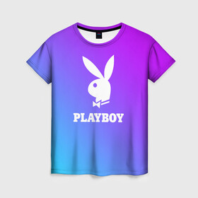 Женская футболка 3D с принтом PLAYBOY в Белгороде, 100% полиэфир ( синтетическое хлопкоподобное полотно) | прямой крой, круглый вырез горловины, длина до линии бедер | brand | brazzers | faketaxi | hub | mode | playboy | бразерс | бренд | мода | фейк такси