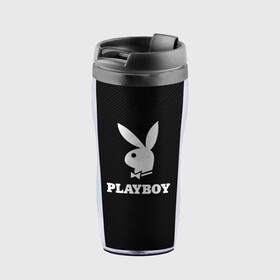 Термокружка-непроливайка с принтом PLAYBOY | ПЛЕЙБОЙ (Z) в Белгороде, внутренняя часть — пищевой пластик, наружная часть — прозрачный пластик, между ними — полиграфическая вставка с рисунком | объем — 350 мл, герметичная крышка | brand | brazzers | faketaxi | hub | mode | playboy | бразерс | бренд | мода | фейк такси